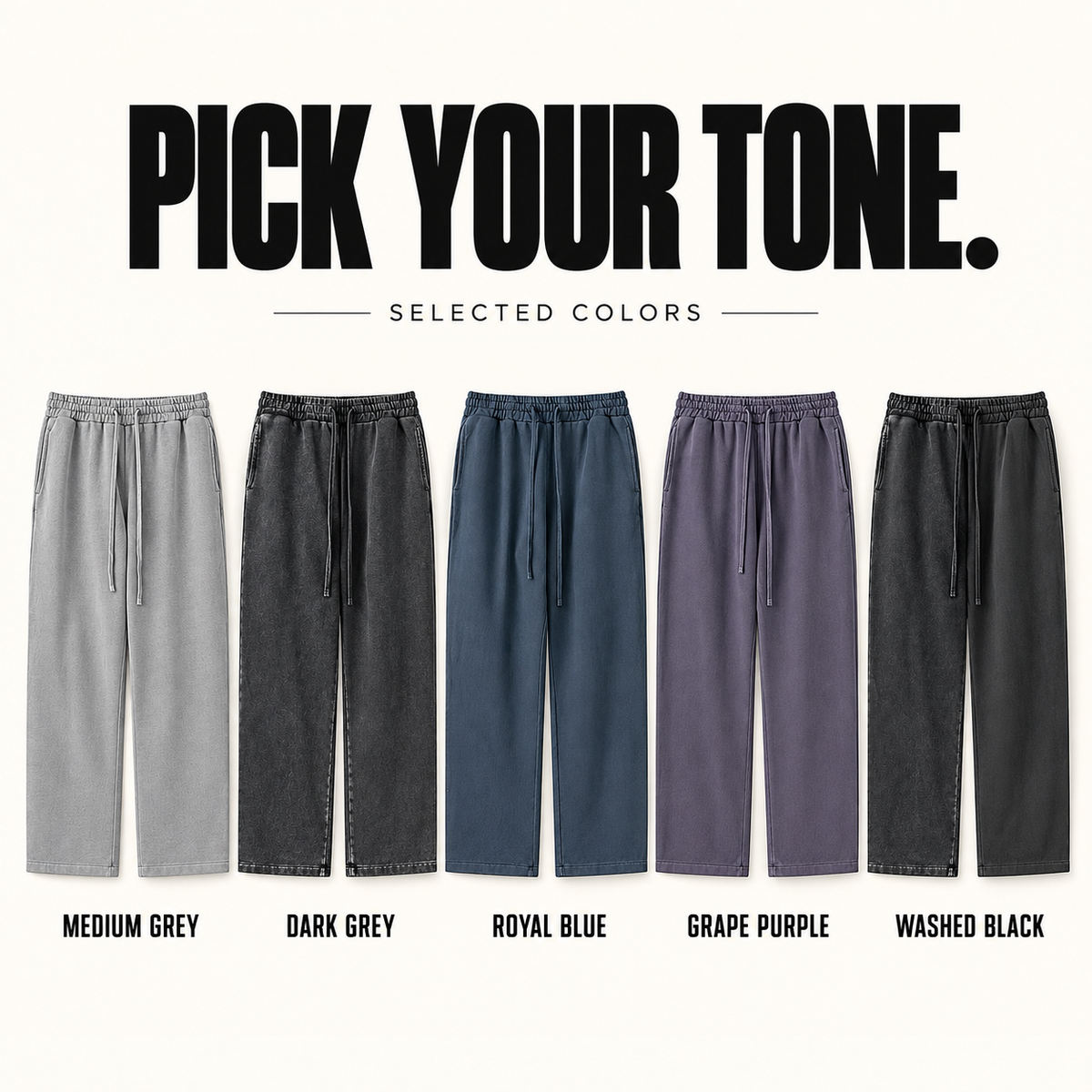 A90142 washed cotton straight-leg sweatpants, ready-stock color selection