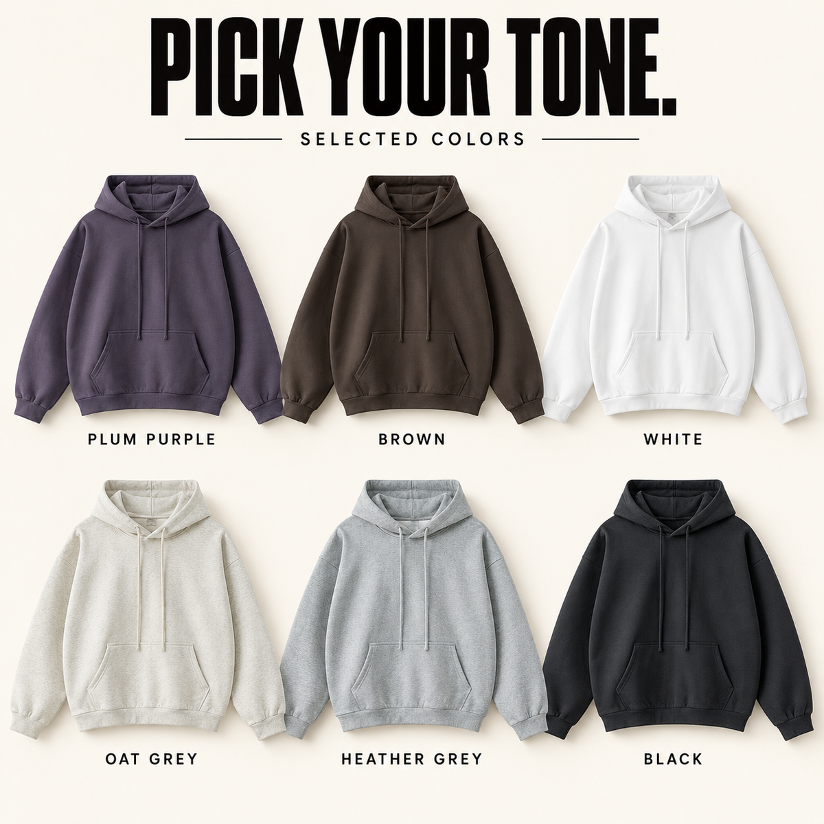 A91142 heavy terry drawcord pullover hoodie, ready-stock color selection