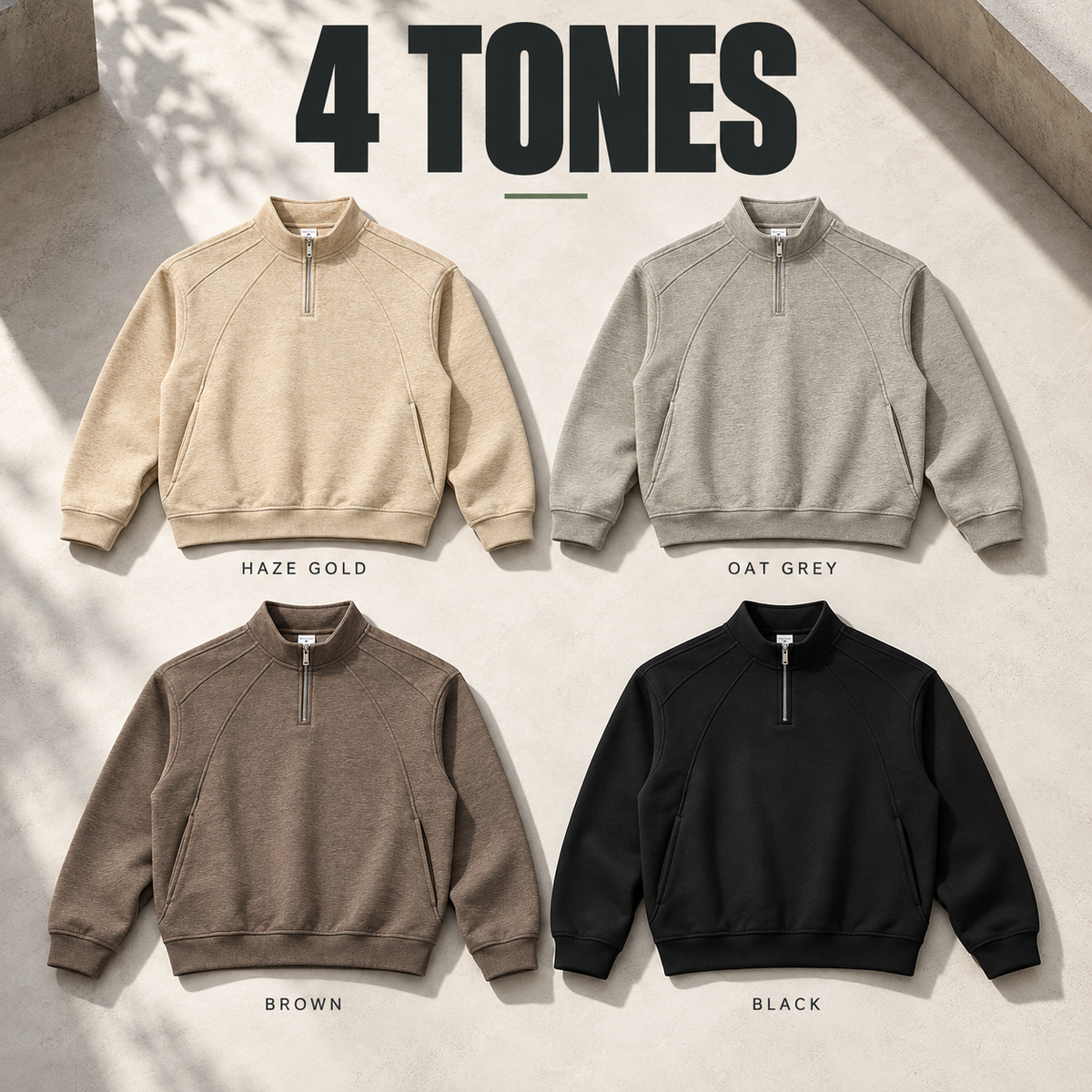 A93362 heather panel half-zip sweatshirt, ready-stock color selection