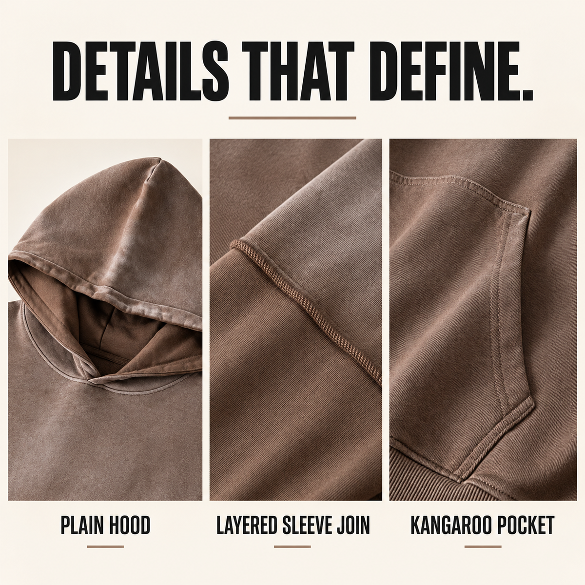 A95552 faded layered-sleeve cotton hoodie, close-up construction details