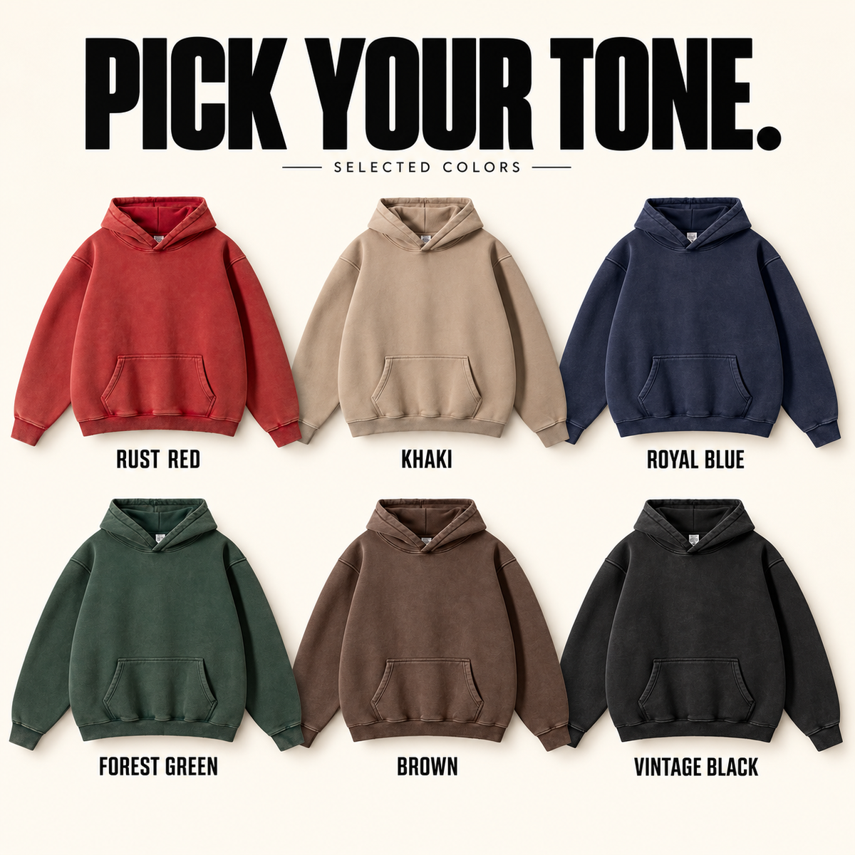 A9610 washed worn-edge fleece pullover hoodie, ready-stock color selection