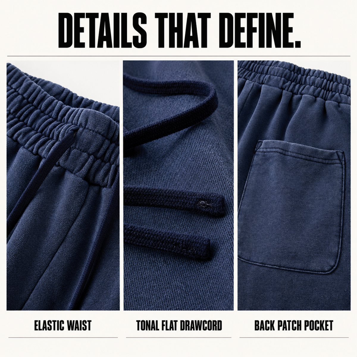 A97362 raw-hem washed cotton bermuda shorts, close-up construction details