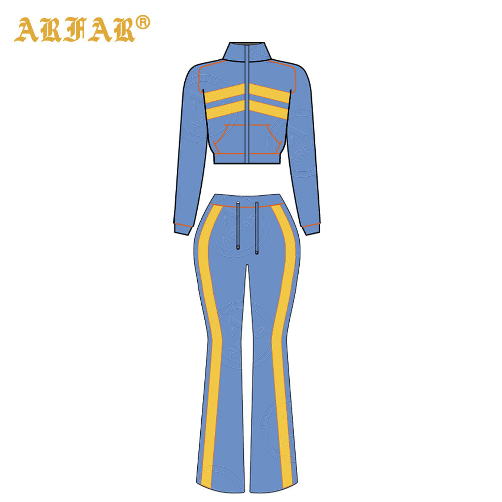 Waffle Knit Set Trendy Women's Clothing Custom 2026 New Color Blocking Long Sleeve Flared Pants 2 Pcs Loungewear Supplier