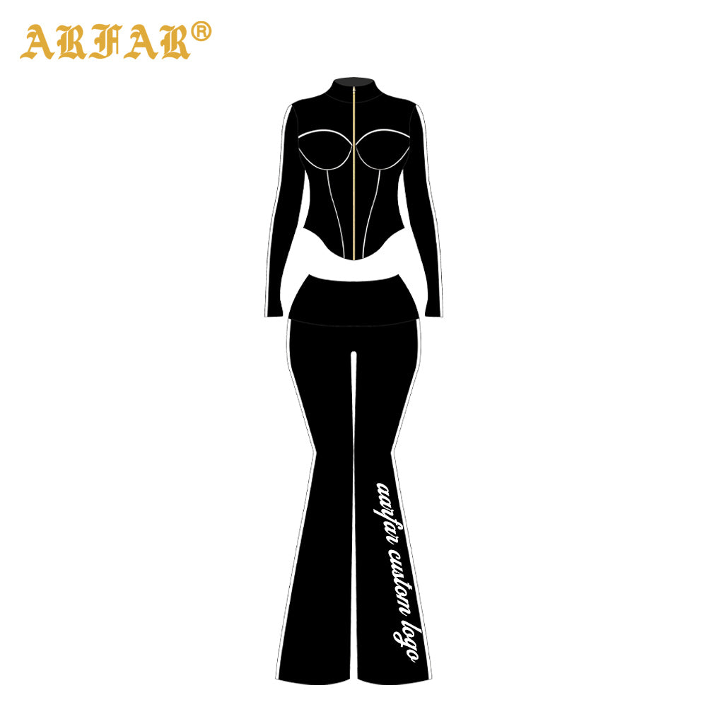 2 Piece Set Women Clothing Manufacturers Striped Color Block Hoodie and Sweatpants Women Custom Tracksuit Set