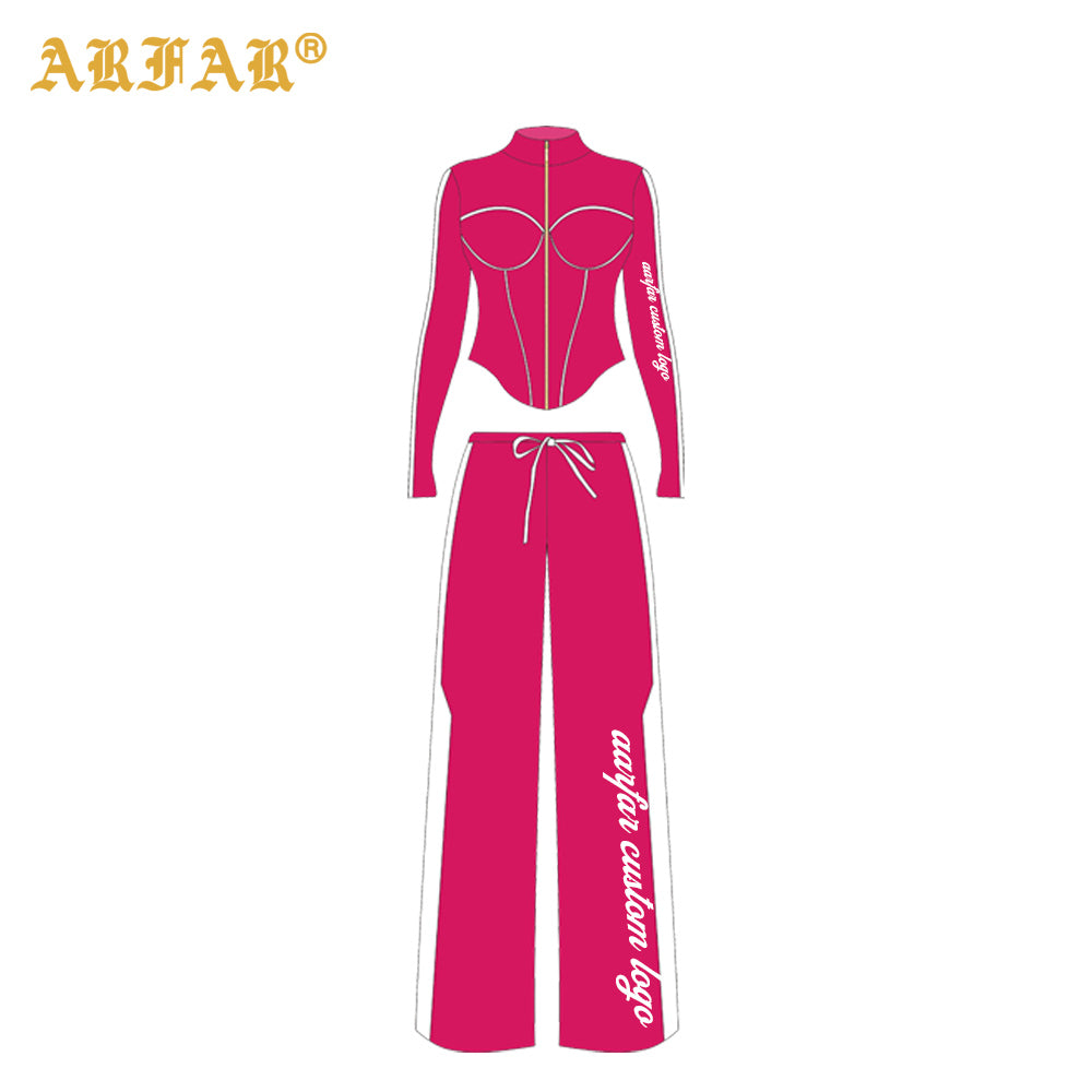 2 Piece Set Women Clothing Manufacturers Striped Color Block Hoodie and Sweatpants Women Custom Tracksuit Set