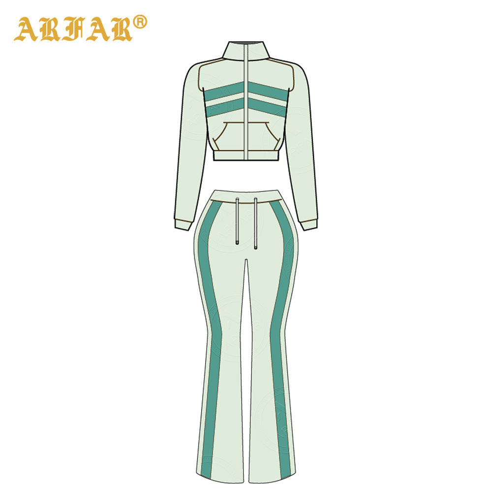 Waffle Knit Set Trendy Women's Clothing Custom 2026 New Color Blocking Long Sleeve Flared Pants 2 Pcs Loungewear Supplier