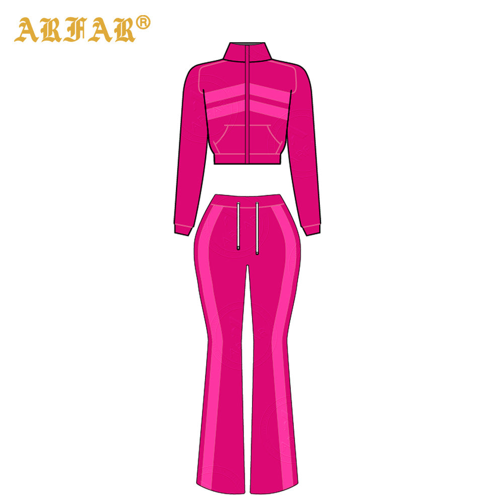 Waffle Knit Set Trendy Women's Clothing Custom 2026 New Color Blocking Long Sleeve Flared Pants 2 Pcs Loungewear Supplier