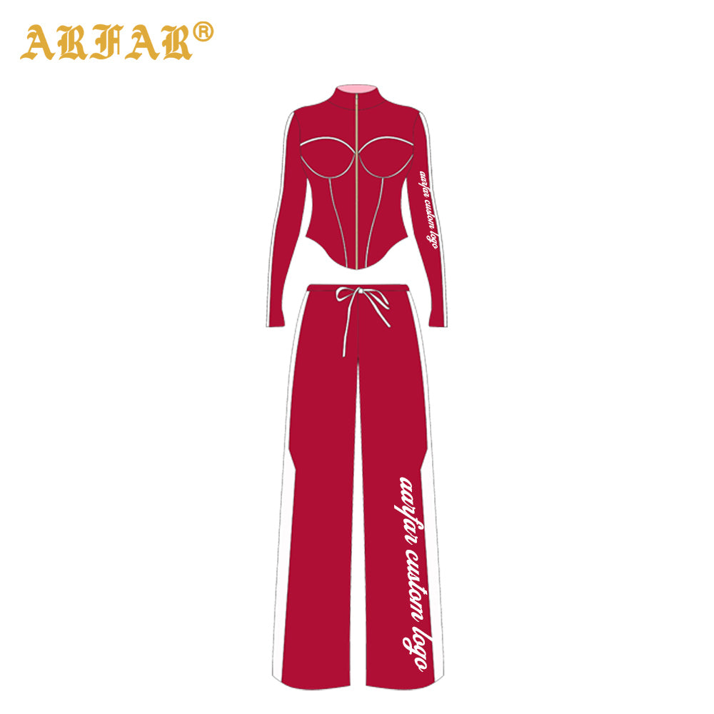 2 Piece Set Women Clothing Manufacturers Striped Color Block Hoodie and Sweatpants Women Custom Tracksuit Set