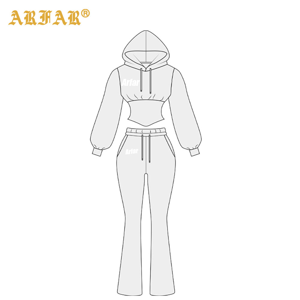 Clothing Manufacturers Tall Girl Friendly Fur Collar Hoodies and Flared Pants 2025 Winter 2 Piece Set Women