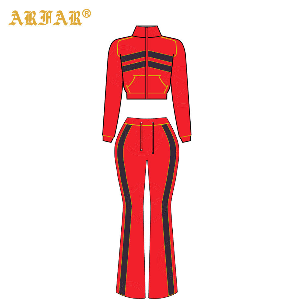 Waffle Knit Set Trendy Women's Clothing Custom 2026 New Color Blocking Long Sleeve Flared Pants 2 Pcs Loungewear Supplier