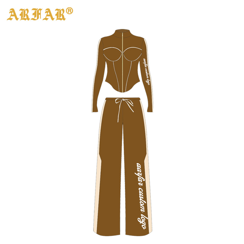 2 Piece Set Women Clothing Manufacturers Striped Color Block Hoodie and Sweatpants Women Custom Tracksuit Set