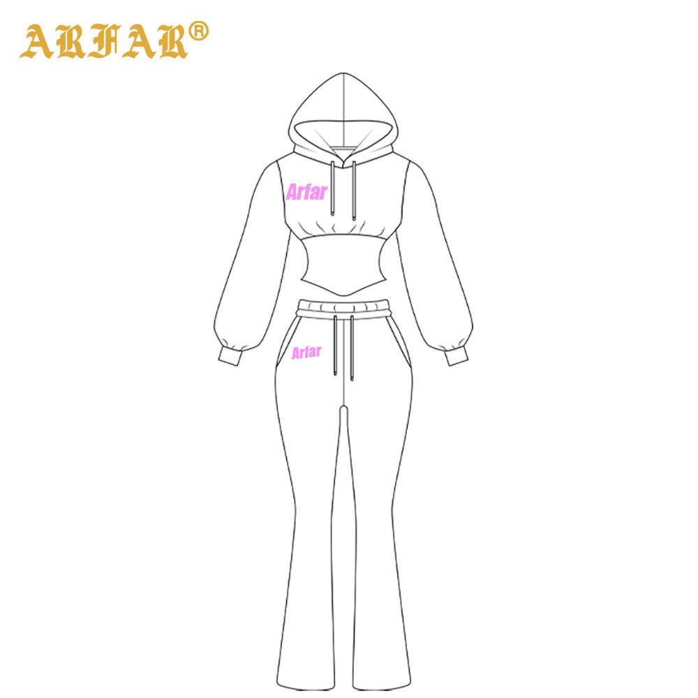Clothing Manufacturers Tall Girl Friendly Fur Collar Hoodies and Flared Pants 2025 Winter 2 Piece Set Women