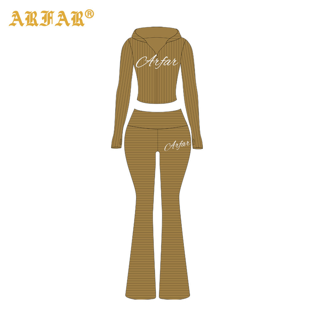 Two Piece Set Women Clothing Custom LOGO Cotton Ribbed Striped Long Sleeve Shirt and Skinny Pants 2 Piece Lounge Sets Women 2026