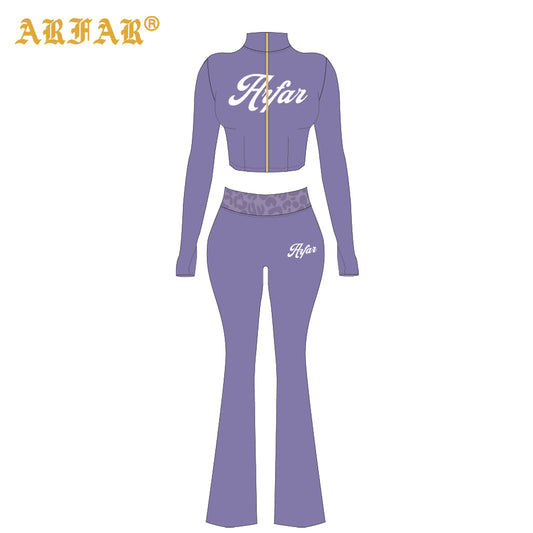 Cheetah Print Women's Two-piece Set Contrast Color High Quality Long Sleeve and Pants Sets Clothes Women Winter