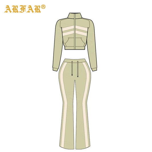 Waffle Knit Set Trendy Women's Clothing Custom 2026 New Color Blocking Long Sleeve Flared Pants 2 Pcs Loungewear Supplier