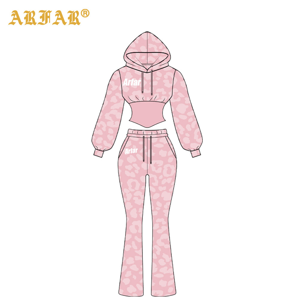 Clothing Manufacturers Tall Girl Friendly Fur Collar Hoodies and Flared Pants 2025 Winter 2 Piece Set Women