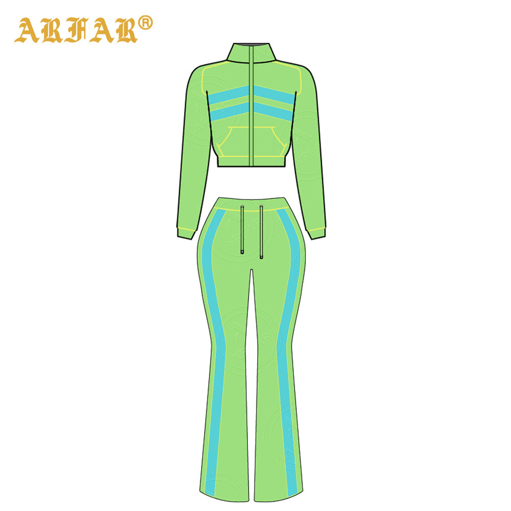 Waffle Knit Set Trendy Women's Clothing Custom 2026 New Color Blocking Long Sleeve Flared Pants 2 Pcs Loungewear Supplier
