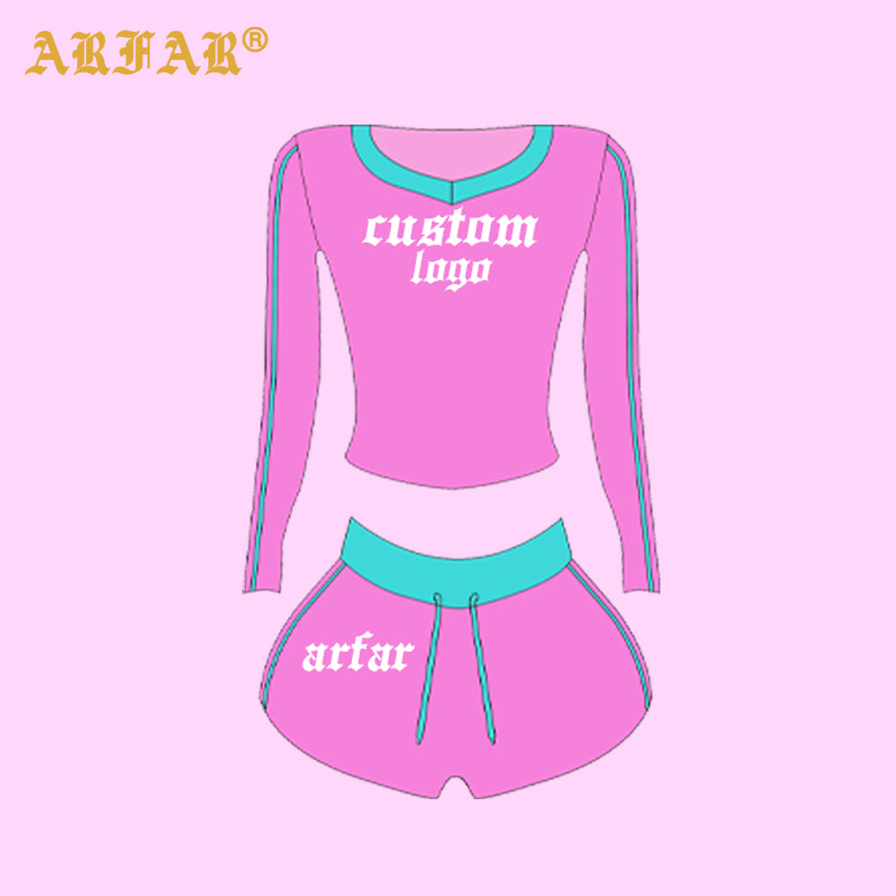 Women Sets Custom LOGO High Quality Cotton Shirts Shorts Set Women Clothing Loungewear 2 Pieces Lounge Sets
