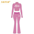 Cheetah Print Women's Two-piece Set Contrast Color High Quality Long Sleeve and Pants Sets Clothes Women Winter