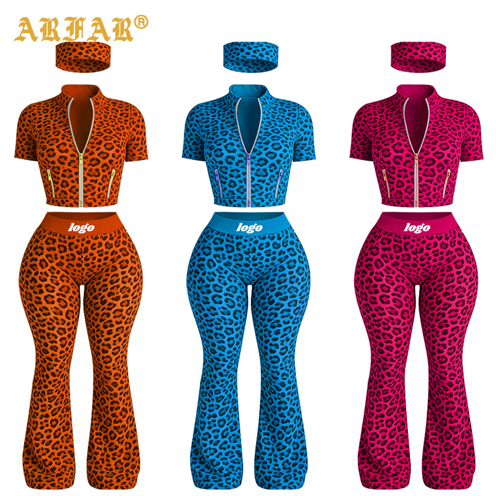 Custom Summer Clothes for Women 2026 Outfit Cheetah Print Gold Zipper Yoga Jacket Shorts Workout 2 Piece Set Women Clothing