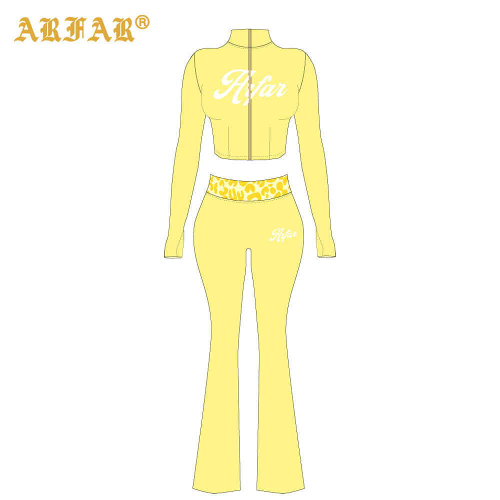 Cheetah Print Women's Two-piece Set Contrast Color High Quality Long Sleeve and Pants Sets Clothes Women Winter