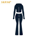 Custom Cheetah Print Yoga Set Raglan Sleeve Fold Waist Flare Pants 3 Piece Set Workout Fitness Clothing Supplier