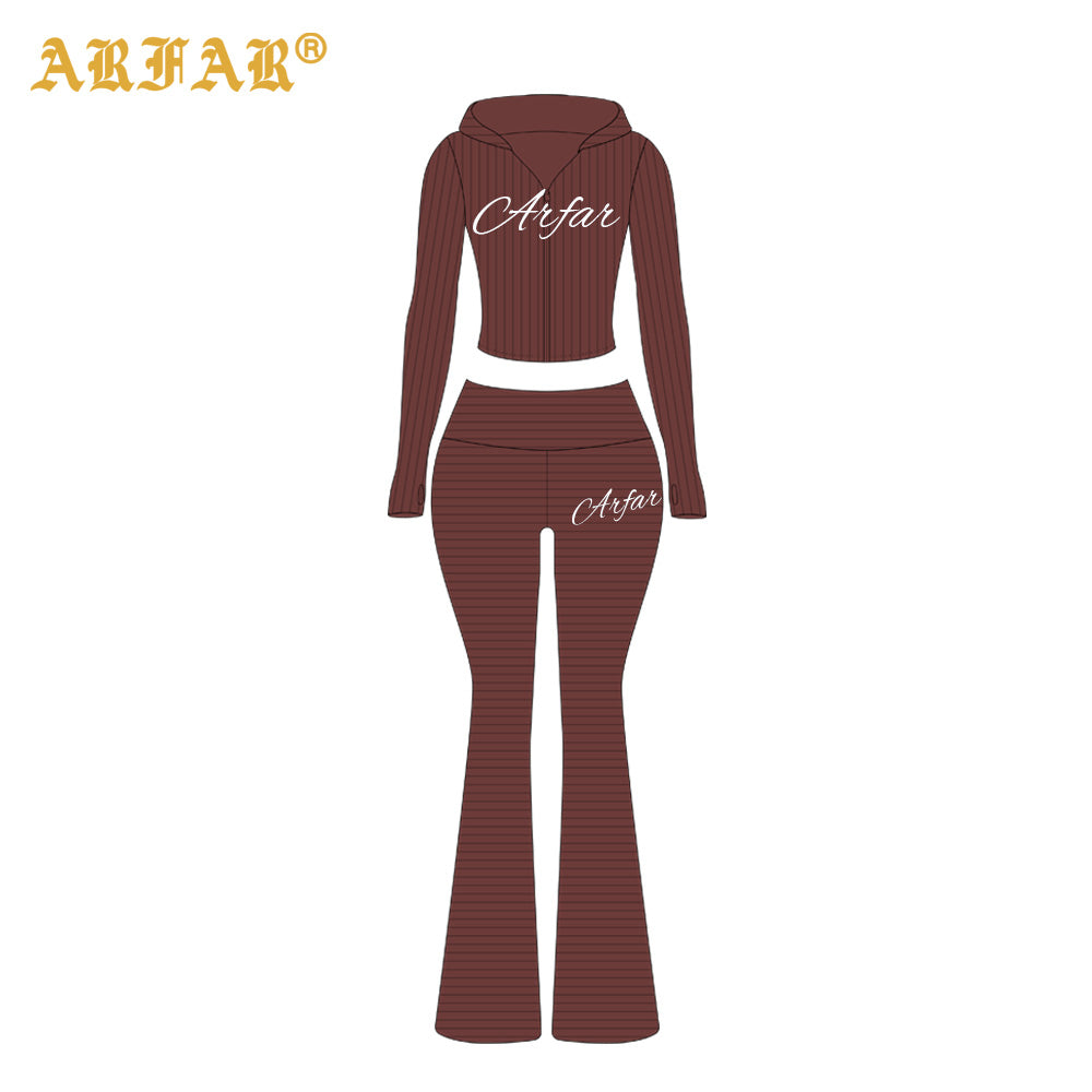 Two Piece Set Women Clothing Custom LOGO Cotton Ribbed Striped Long Sleeve Shirt and Skinny Pants 2 Piece Lounge Sets Women 2026