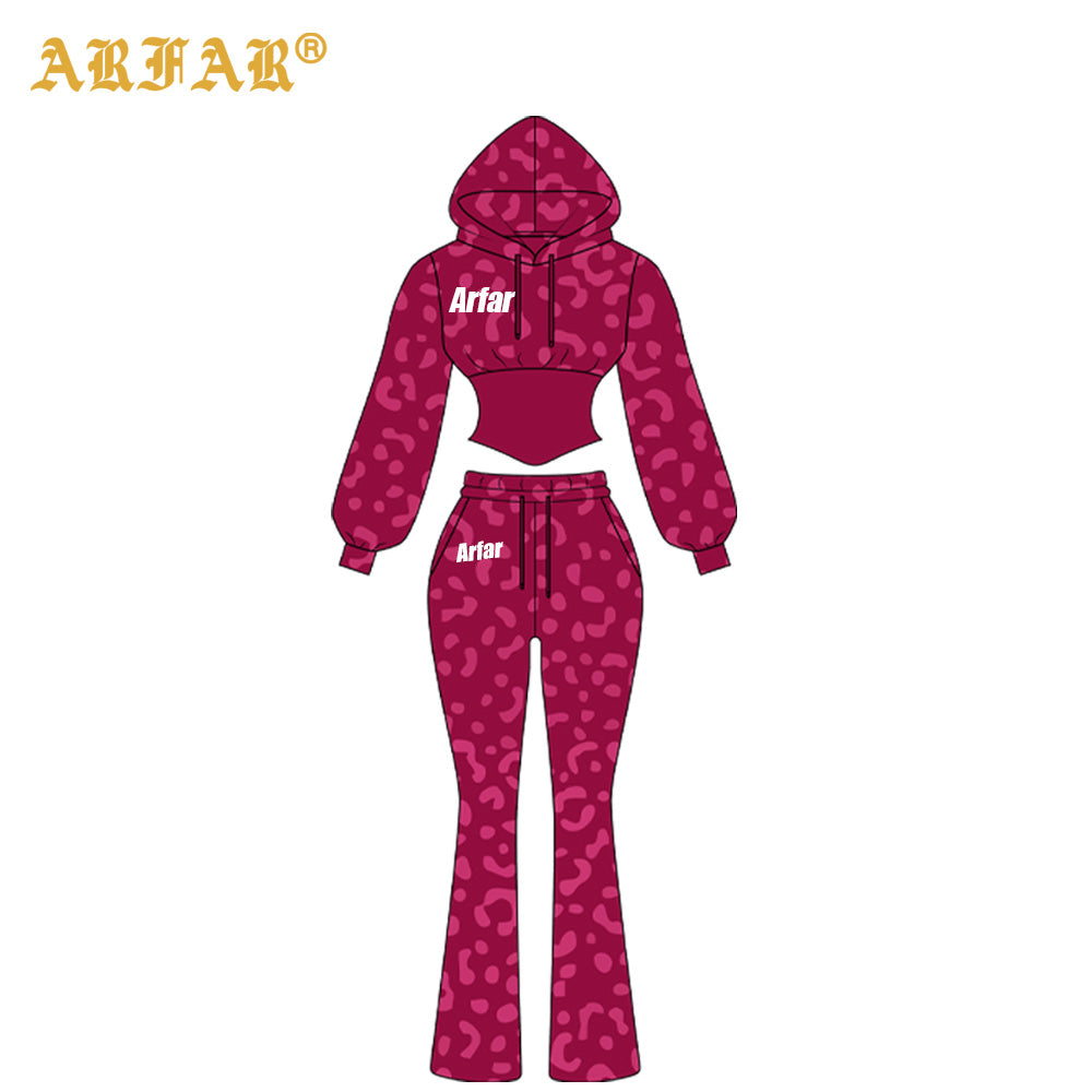 Clothing Manufacturers Tall Girl Friendly Fur Collar Hoodies and Flared Pants 2025 Winter 2 Piece Set Women