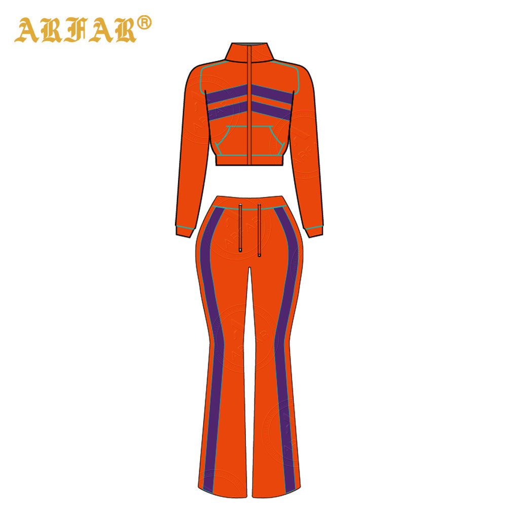 Waffle Knit Set Trendy Women's Clothing Custom 2026 New Color Blocking Long Sleeve Flared Pants 2 Pcs Loungewear Supplier