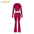 Custom Cheetah Print Yoga Set Raglan Sleeve Fold Waist Flare Pants 3 Piece Set Workout Fitness Clothing Supplier