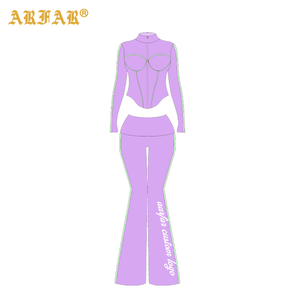 2 Piece Set Women Clothing Manufacturers Striped Color Block Hoodie and Sweatpants Women Custom Tracksuit Set