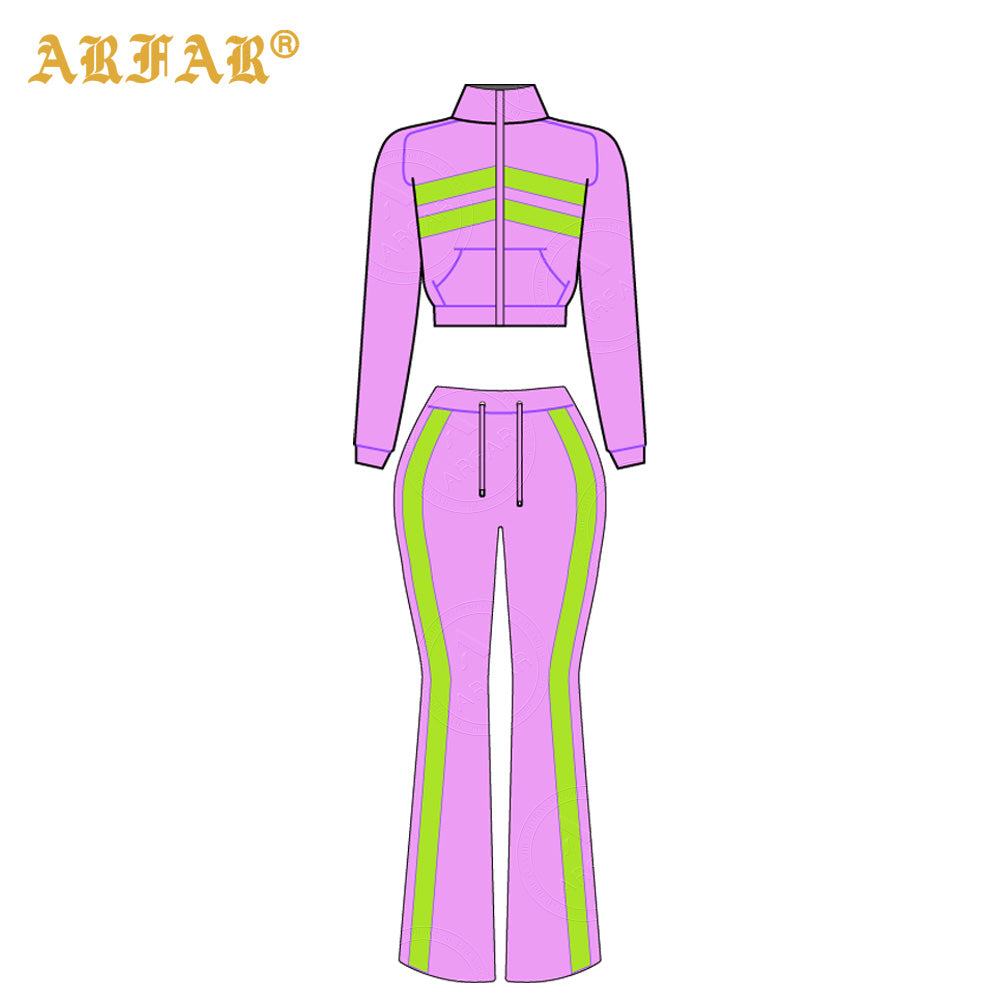 Waffle Knit Set Trendy Women's Clothing Custom 2026 New Color Blocking Long Sleeve Flared Pants 2 Pcs Loungewear Supplier